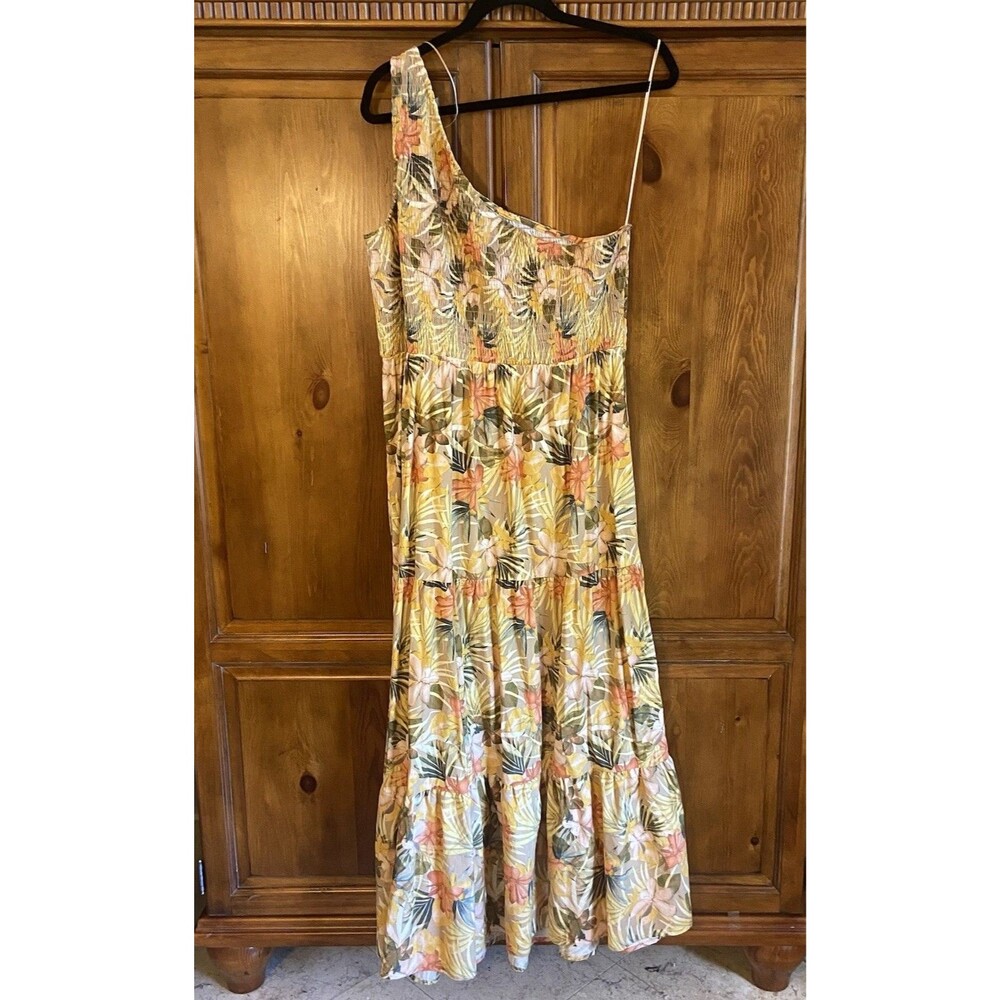 Time and Tru Tiered One Shoulder Smocked Dress Size XXL (20) Tropical Floral - Picture 10 of 12